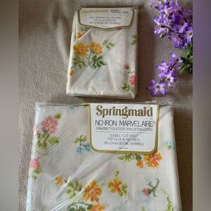 Vintage Springmaid No-Iron Floral Sheet & Pillowcases NEW